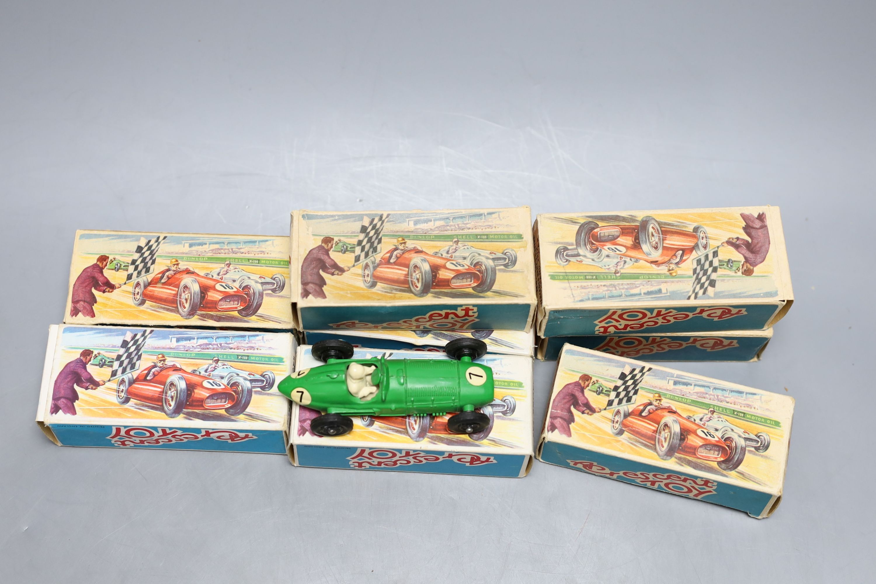 Nine various Crescent Toy Grand Prix racers, in original boxes